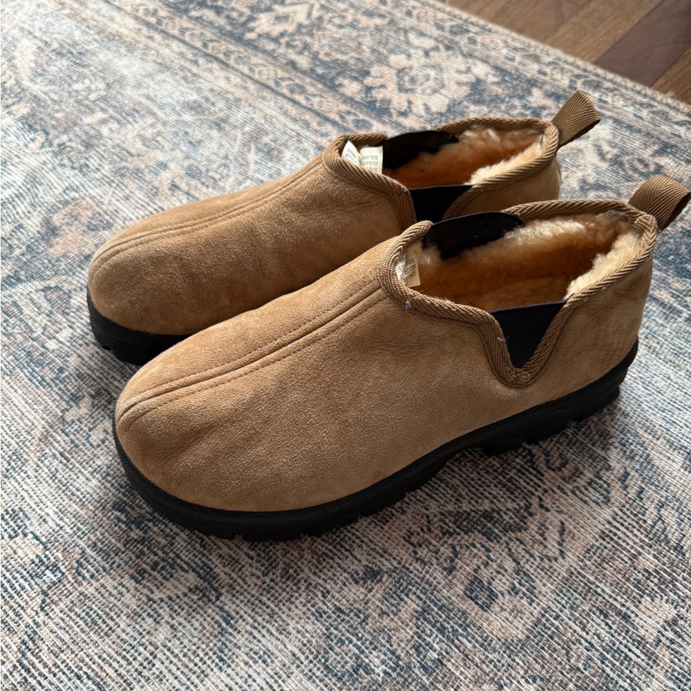 Eddie Bauer Men’s Shearling Slippers Size 10 Leather Brown